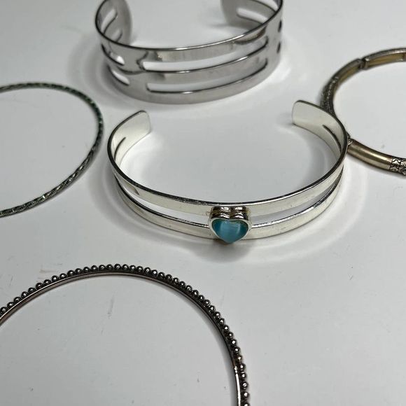 Silver Tones Vintage Bangle Bracelet lot Bundle - Picture 3 of 5
